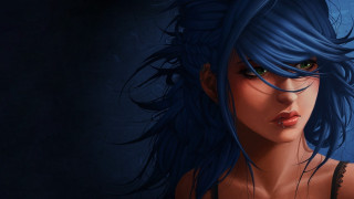 Blue hair green eyes gothic - charlie bowater free wallpaper