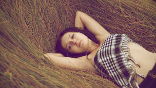 Woman laying field plaid dress - evaline ness free wallpaper for desktop
