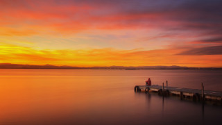 Dusk sunset mountain water portrait - arthur quartley free wallpaper