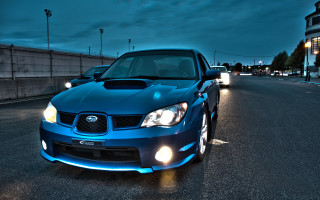 Blue subarunt night city lights - other car free wallpaper