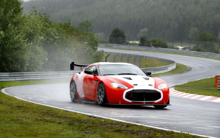 Red white sportscar racetrack fog - the top of the car free wallpaper