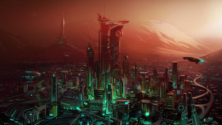 Futuristic city flying saucer matte - a futuristic city free wallpaper