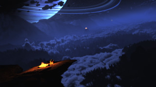 Distant planet campfire mountain night - a distant planet free wallpaper