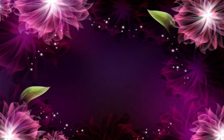 Purple background pink flowers stars - text free wallpaper for desktop