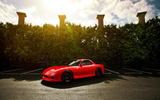 Red sports car parking lot 44 - a parking lot next free wallpaper