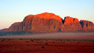 Mountain rock formation sunset desert - a large mountain free wallpaper