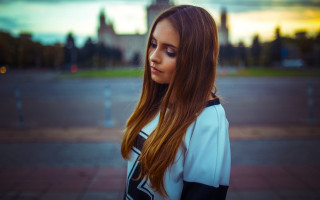 Red haired girl clock tower - long red hair free wallpaper for desktop