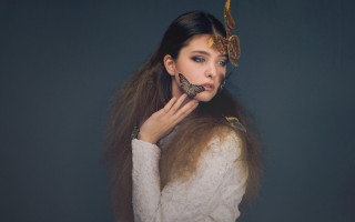 Woman butterfly face head fashion 2 - a butterfly free wallpaper for desktop