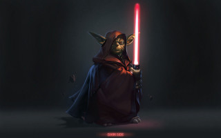 Dark hooded armor lightsaber glowing - a red light saber free wallpaper