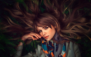 Woman longhair laying blowing wind - behance hd free wallpaper