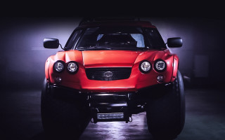 Red car big wheel dark - tire free wallpaper for desktop