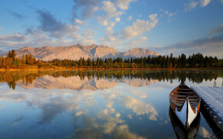 Lake mountains boat clouds sky - carl critchlow free wallpaper for desktop