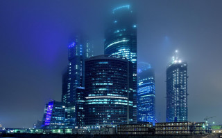 City skyline night fog bridge - andrei ryabushkin free wallpaper