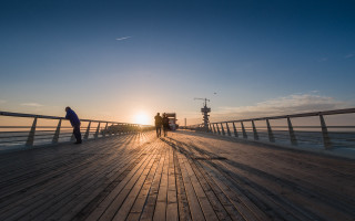 Pier sunset bridge city sky - david annand free wallpaper for desktop