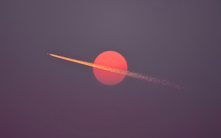 Jet redball contrail sky moon - filip hodas free wallpaper
