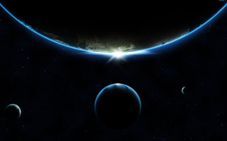Planets bright star space art - a bright star in the background free wallpaper