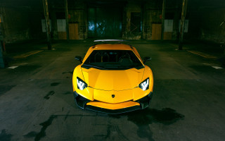 Yellow sports car hood up 3 - a dark area free wallpaper