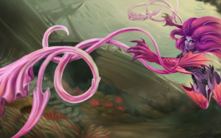 Flying cartoon pink hair fantasy - a pink tail free wallpaper