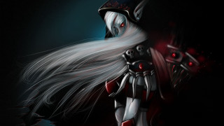 Long white hair helmet person - a painting of a person free wallpaper for desktop