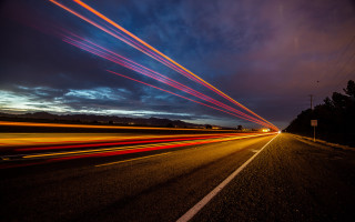 Highway clouds lights longexposure urban - motion blur free wallpaper