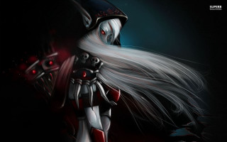 Woman long white hair helmet 2 - her head and a sword free wallpaper for desktop