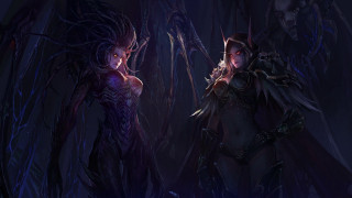 Two women costumes dark forest - bayard wu free wallpaper
