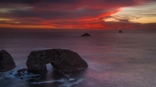 Sunset ocean rocks mystical colors - a few rock free wallpaper