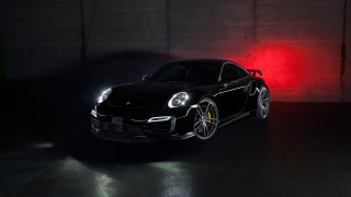 Black porsche dark garage red - the side of its free wallpaper