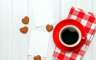 Coffee cookies table notepad checkered - naive free wallpaper