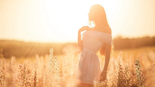 Woman white dress sunset tallgrass - sun free wallpaper for desktop