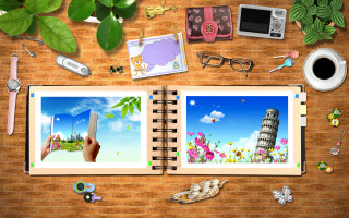 Book opened city pictures person - storybook illustration free wallpaper