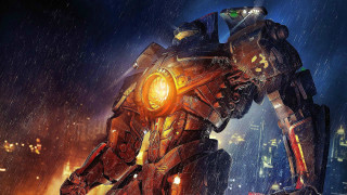 Giant robot rainy city night - the rain in a city free wallpaper