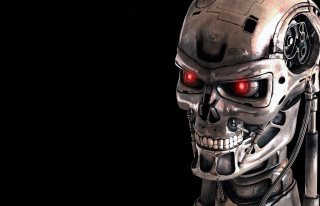 Robot red eyes helmet dark - a robot free wallpaper