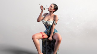Woman smoking sitting cgstudio realistic - a woman smoking free wallpaper for desktop