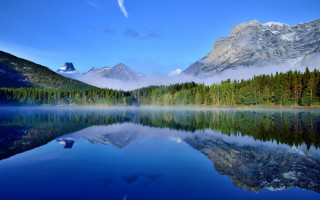 Mountain range reflection lake forest 10 - douglas robertson bisset free wallpaper