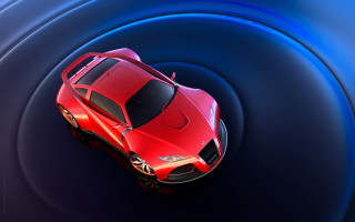 Red sports car above circular - swirl free wallpaper