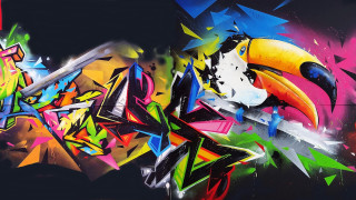 Colorful graffiti toucan planet glowing - craola free wallpaper