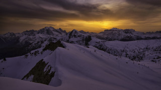 Snowy mountain dusk sunset ocean - the distance behind free wallpaper