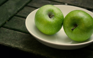 Green apples white bowl photorealistic - a white bowl free wallpaper for desktop