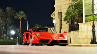Red sports car night palm 2 - the side of the road free wallpaper for desktop