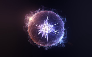 Purple sphere star blue background - a white star free wallpaper