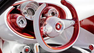 Futuristic car dashboard steering wheel - interior free wallpaper