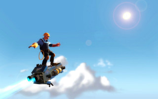 Man riding jet cloud sky 2 - top of a cloud free wallpaper