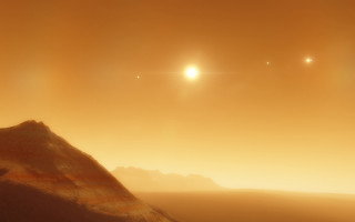 Mountain ocean sunset sky lensflare - volumetric lighting free wallpaper for desktop