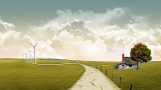 House hill wind farm path 2 - a windmill free wallpaper for desktop