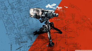 Camera tripod red blue background - ashley wood free wallpaper