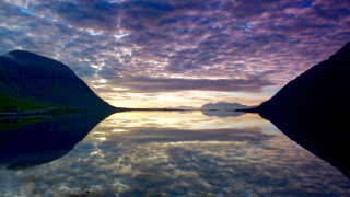 Lake mountain cloud reflection sunset - a mountain in the background and a sky free wallpaper