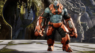 Futuristic suit man forest robot - a forest area free wallpaper for desktop