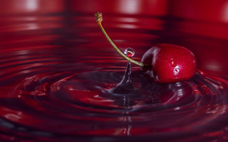 Cherry floating red liquid stem - a stem free wallpaper