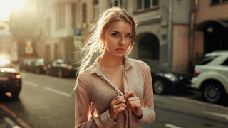 Woman streetcorner string blonde city - cinematic photography free wallpaper for desktop